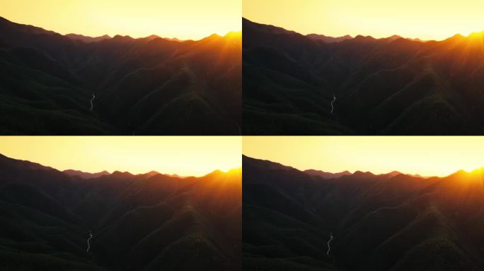 4K航拍杭州安吉山脉唯美日出日落