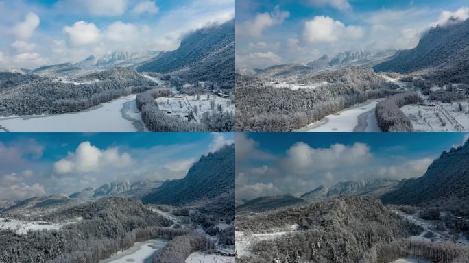 4K25P汉中龙池雪景环绕航拍延时