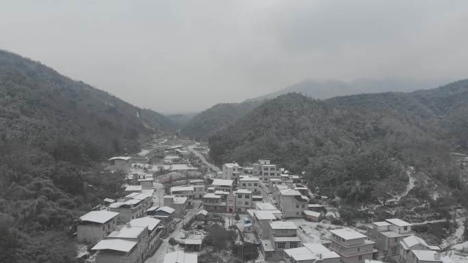 山村农村雪景山谷美丽乡村