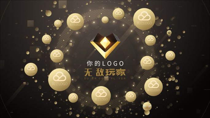 暗背景金色众多logo围绕