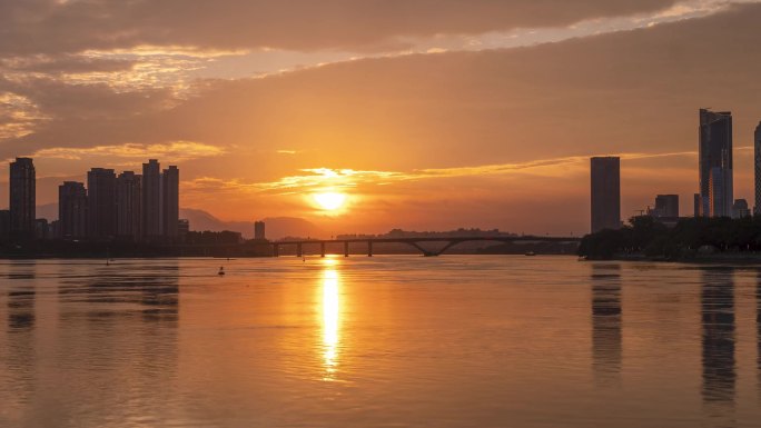 福州航拍落日夜景延时