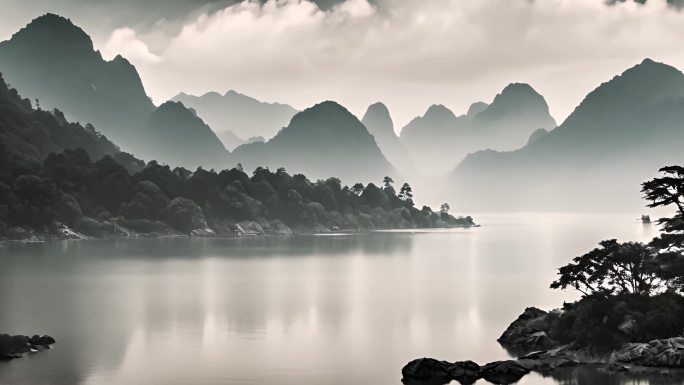 水墨画风光祖国大好河山