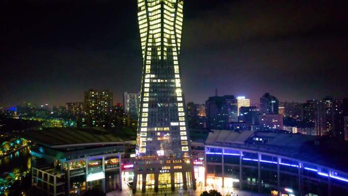 杭州市区西湖文化广场夜景视频素材90