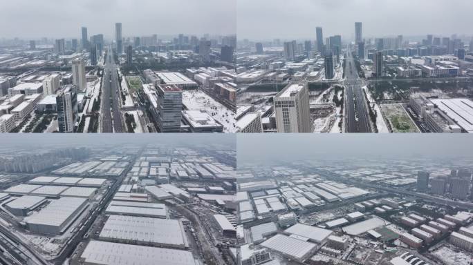 城市雪景航拍视频素材