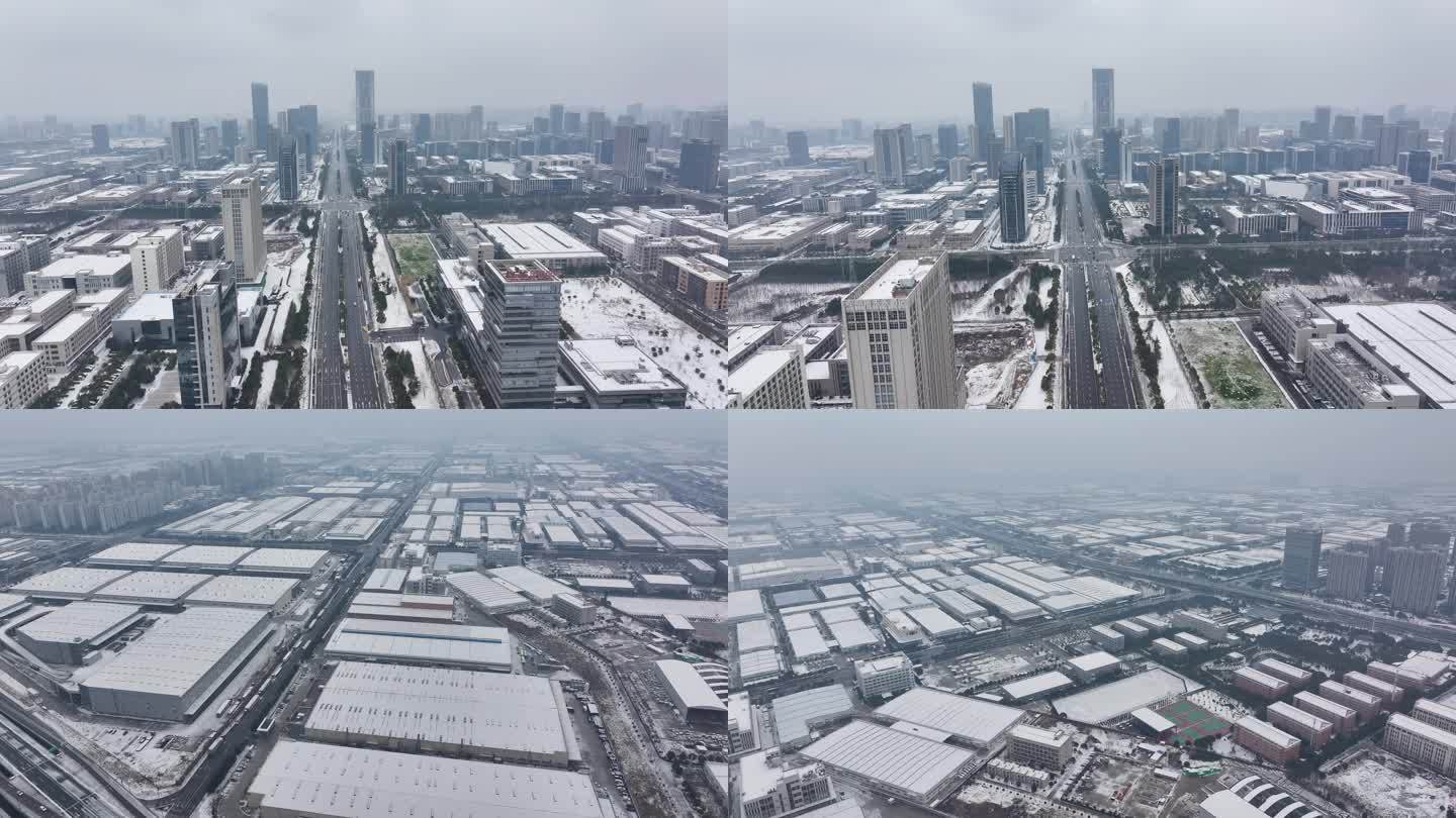 城市雪景航拍视频素材