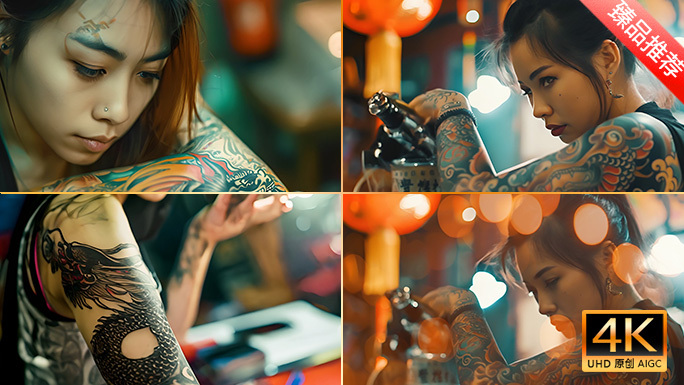 纹身少女合集 非主流纹身工作室 龙年纹身
