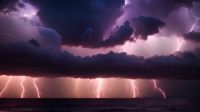 各种类型的海上雷暴闪电视频素材