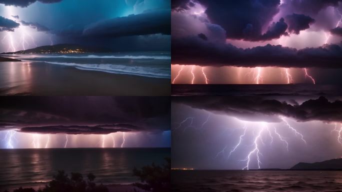 各种类型的海上雷暴闪电视频素材