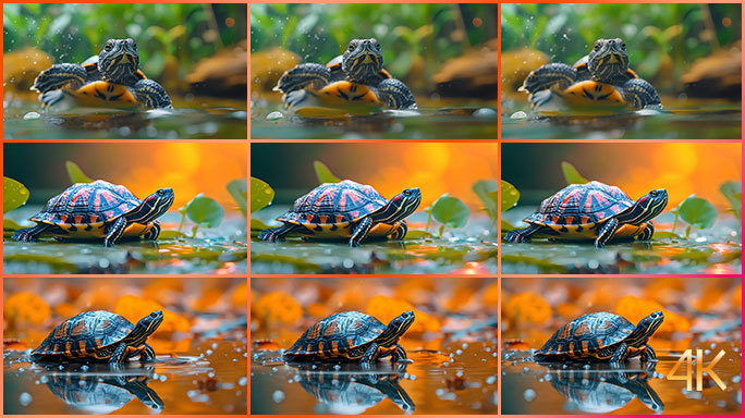 乌龟合集 巴西龟 水龟 色彩鲜艳活泼可爱