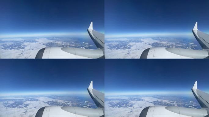 飞机飞过欧洲阿尔卑斯山脉——窗外的景色