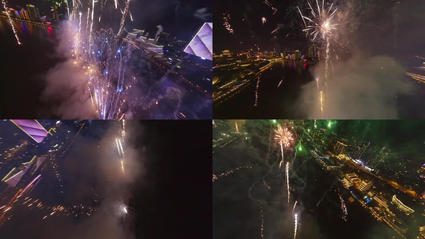 广州新年烟花第一视角FPV