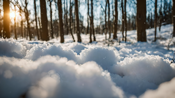雪景下雪雪天森林雪景冬日暖阳东北大学覆盖