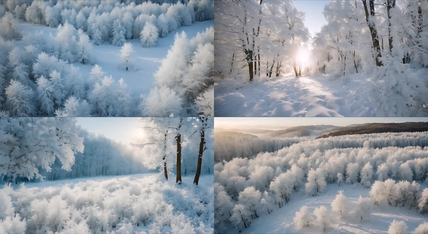 霜冻森林的冬日奇景