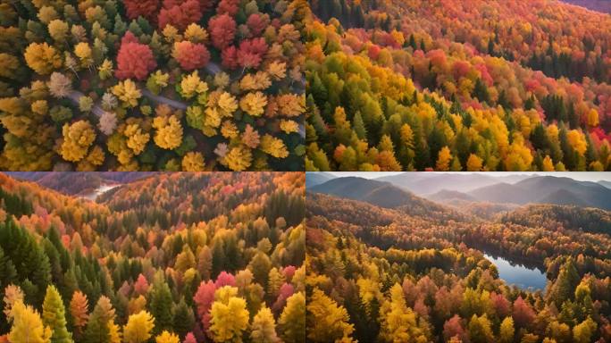 秋日彩色森林 秋日森林的色彩交响曲