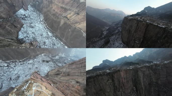 穿越机航拍悬崖峭壁登山独自旅行徒步4K