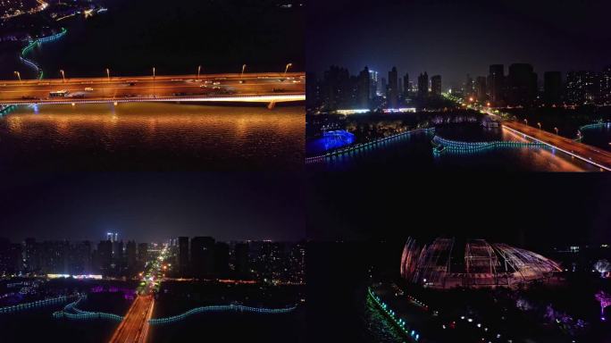 蚌埠夜景龙子湖延时航拍
