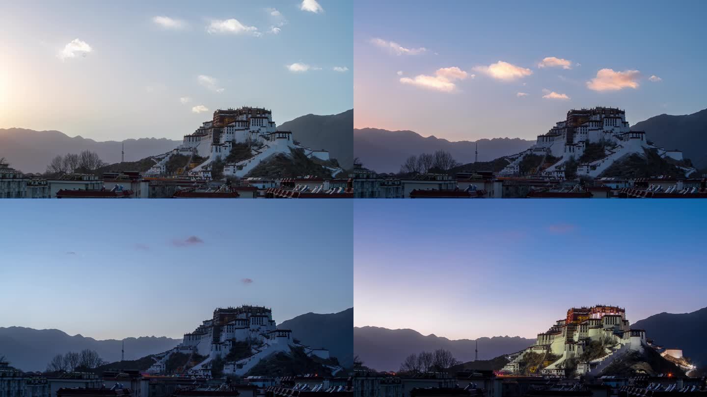 8K 西藏布达拉宫高地日落延时摄影