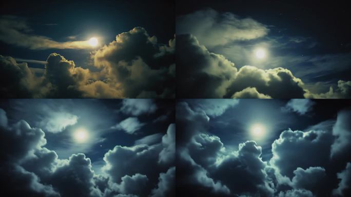 夜空夜晚天空明月月亮月光月色云遮月背景