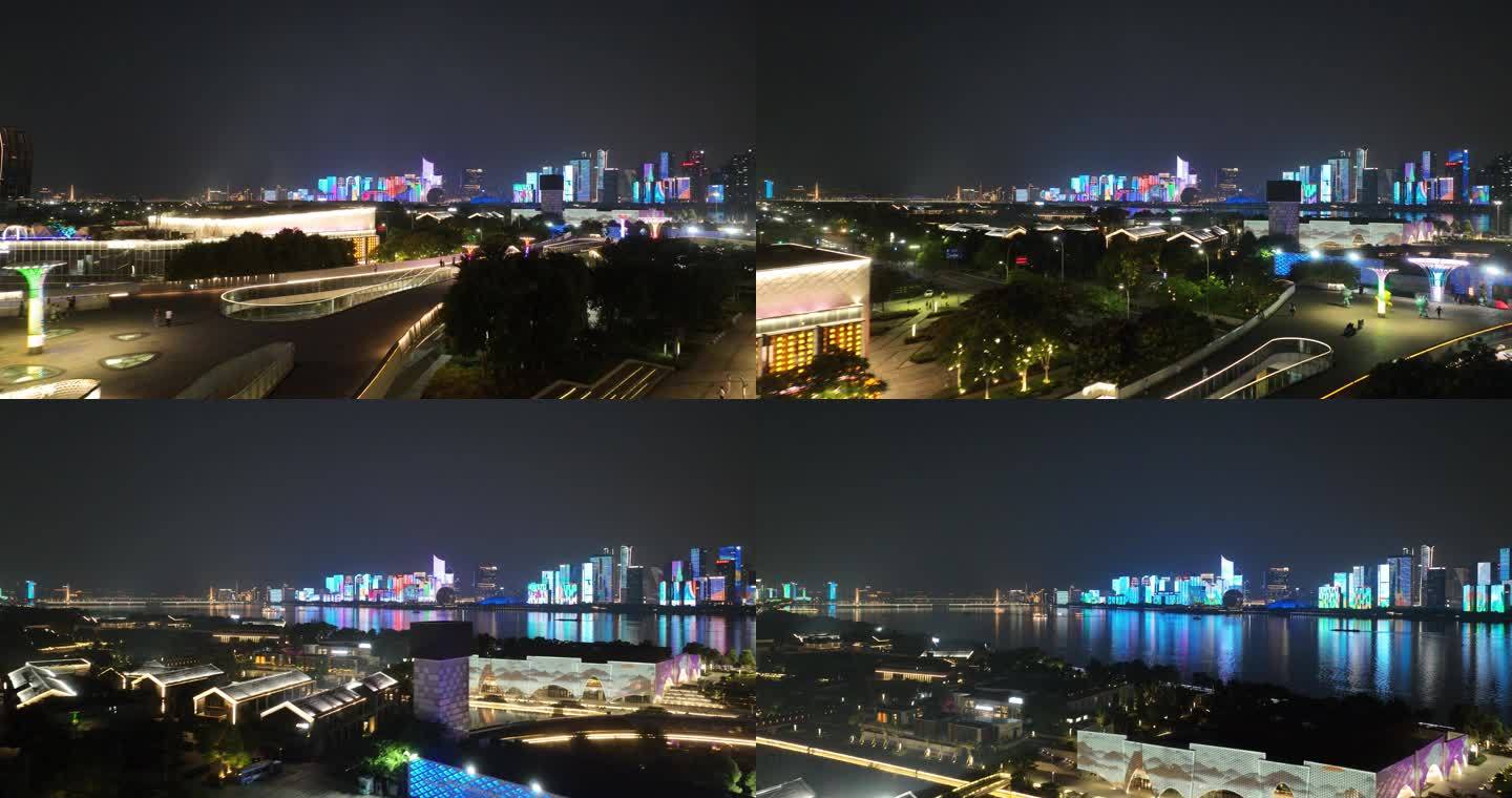 杭州亚运村夜景航拍0949