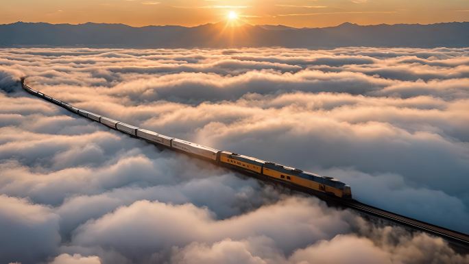 开往春天的列车开在云端的火车高铁高速列车