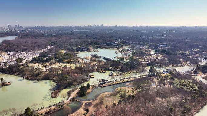 航拍瘦西湖风景区大明寺观音山园林寺庙