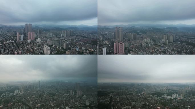 城市极端天气暴雨来袭航拍