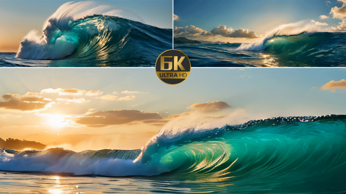 6K宽屏大海滔天巨浪海浪