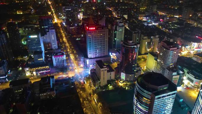 南京市玄武区车流夜景航拍延时素材