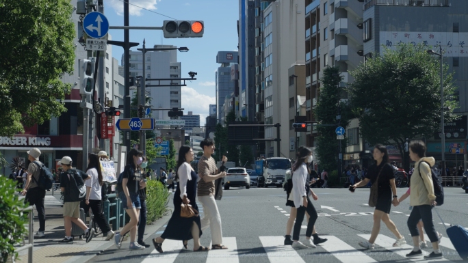 （log-4k）日本城市街道过马路人群