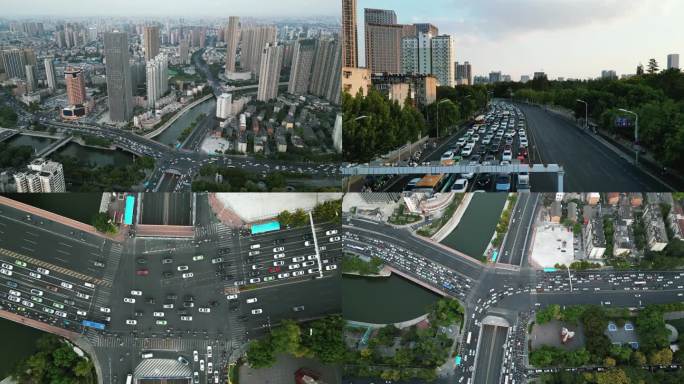 安徽合肥城市拥堵交通航拍