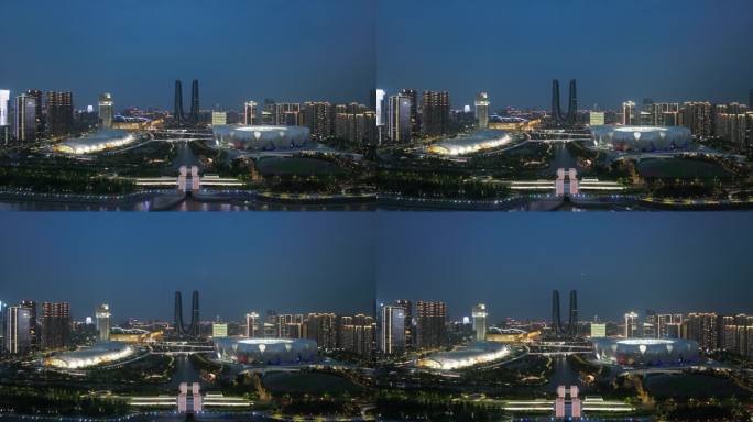 杭州亚运村夜景航拍0029