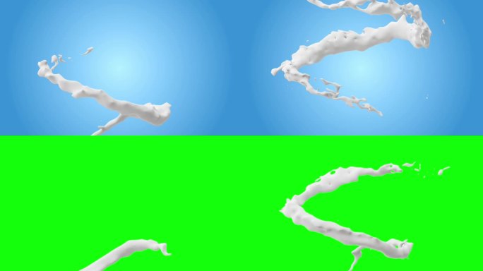 牛奶流体流动和飞溅，3D动画