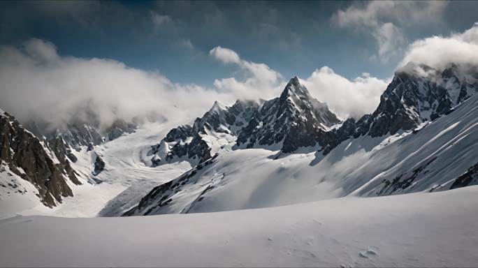 雪山之巅 白雪覆盖的群山航拍探秘