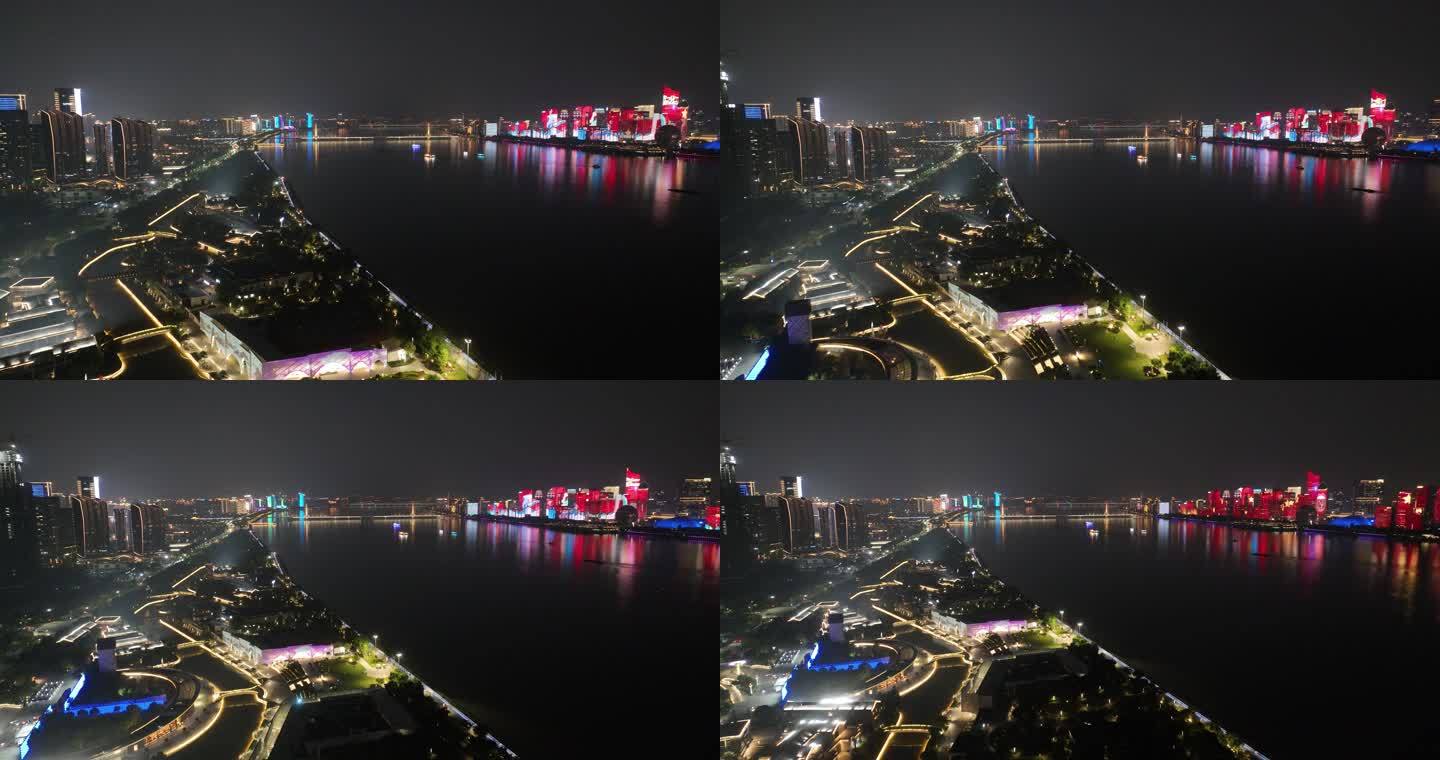 杭州亚运村夜景航拍0950