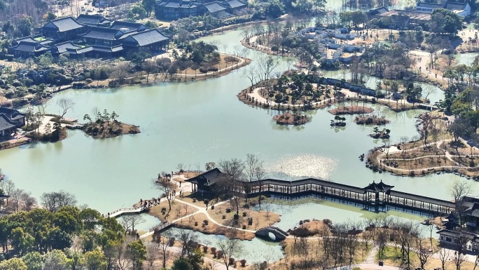 航拍瘦西湖风景区大明寺观音山园林寺庙