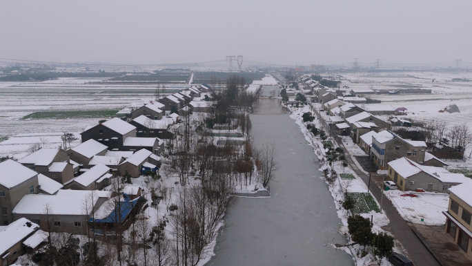 冬季农村雪景 荆州大雪 雪后乡村美景