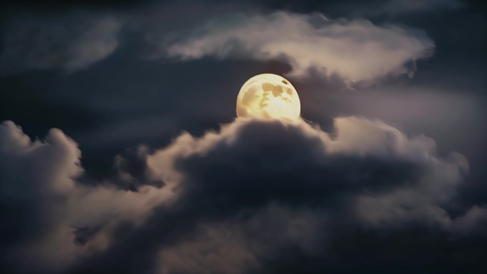 云遮月一轮明月月亮月光满月圆月夜晚夜空月