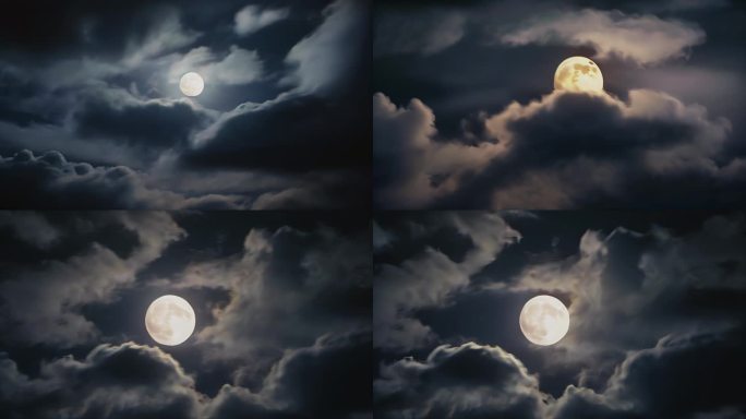 云遮月一轮明月月亮月光满月圆月夜晚夜空月