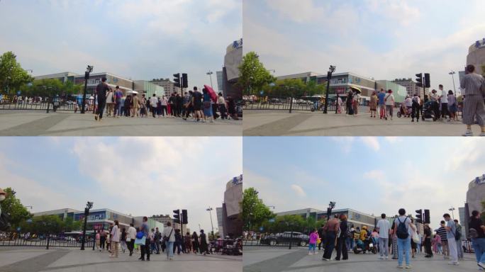 杭州西湖龙翔桥平海路人群人流延时摄影