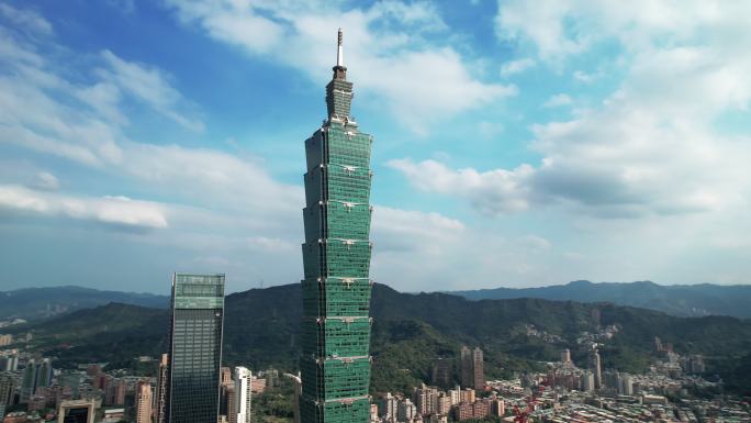 台北101台湾地标繁华商圈航拍延时摄影