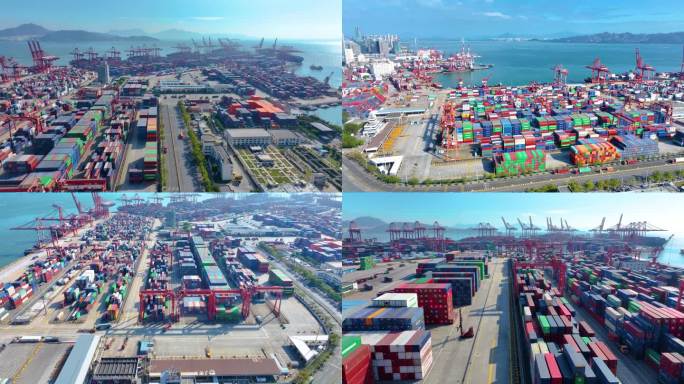 赤湾左炮台港口集装箱码头航拍工业素材价值