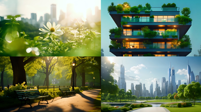 生态绿色城市 高档小区 小区绿化 碳中和