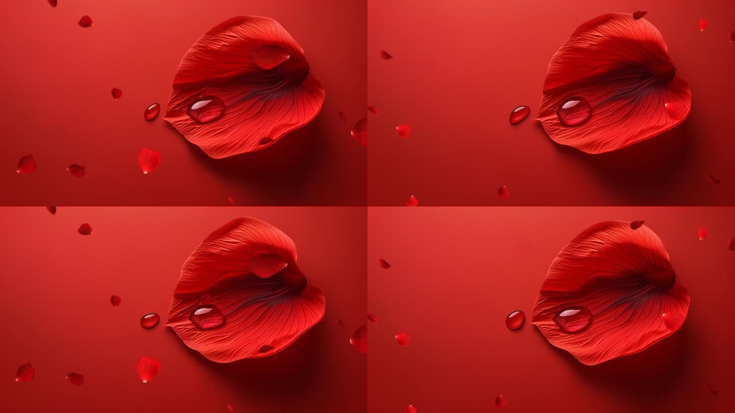 三八妇女节红色玫瑰花瓣视频背景素材