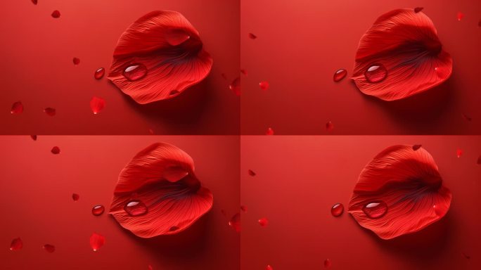 三八妇女节红色玫瑰花瓣视频背景素材