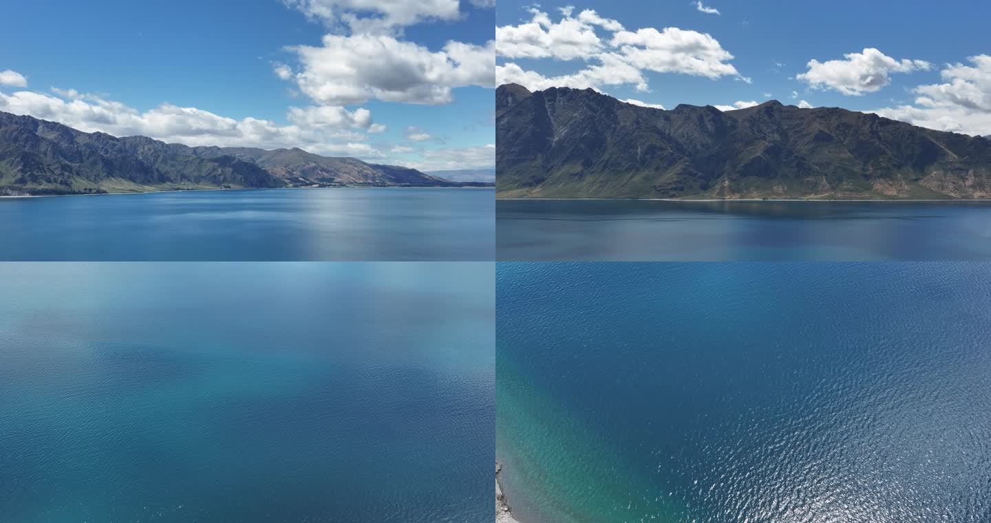 航拍新西兰瓦纳卡湖面