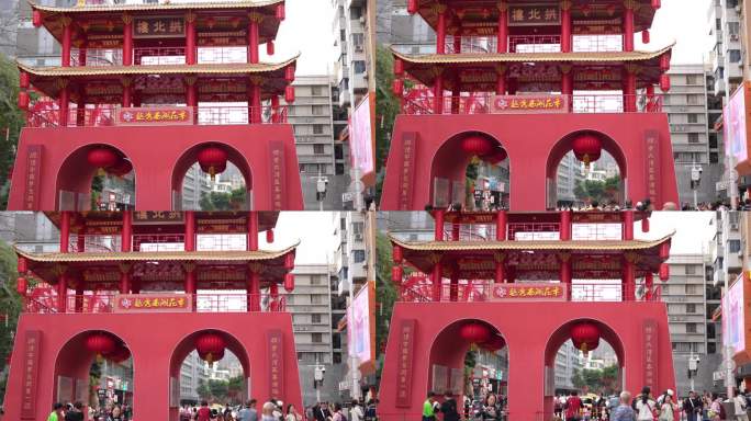 4K实拍，羊城广州春节西湖路民俗花街牌楼