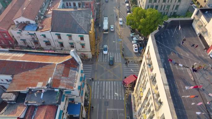 上海黄浦区外滩金陵东路航拍街道街头街景风