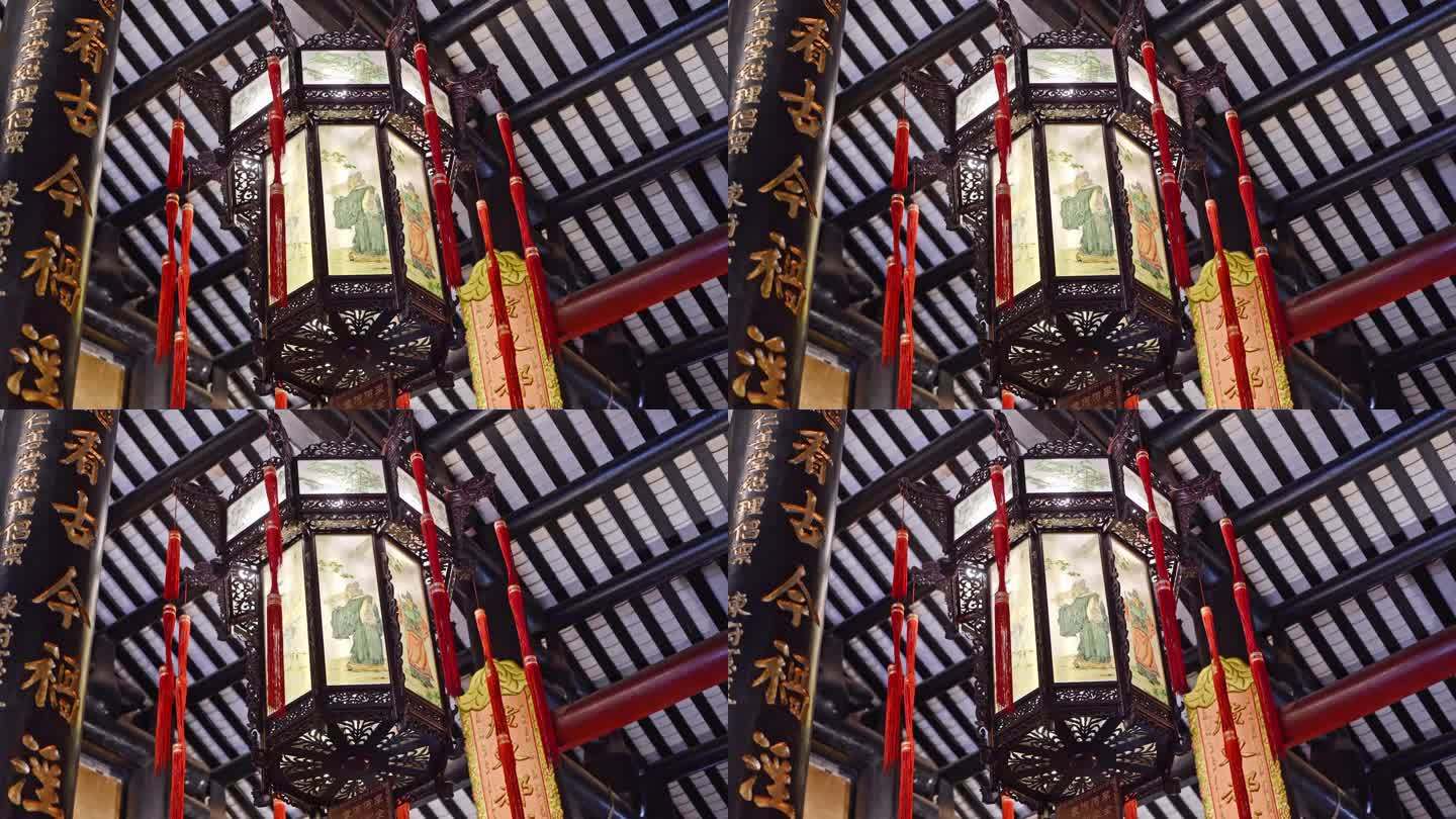 4K实拍，广州春节假期城隍庙民俗灯笼高挂