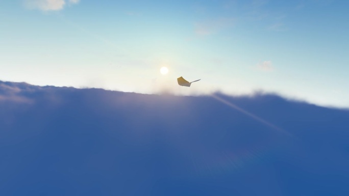 纸飞机在云层中飞行