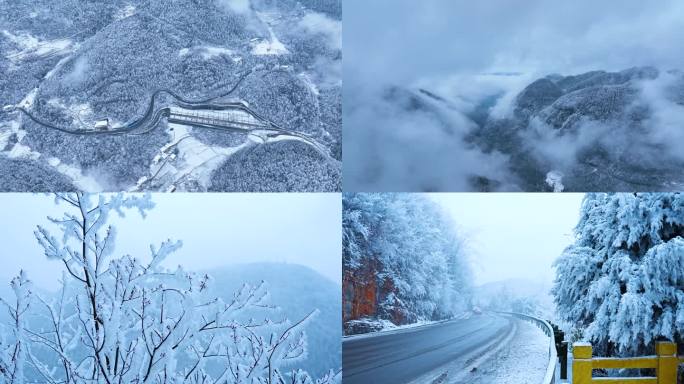 4K大山山村村落唯美雪景雾航拍